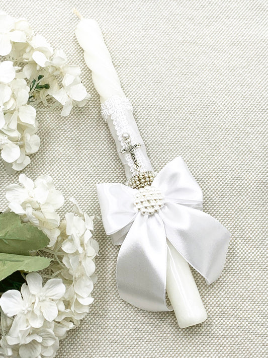 Candela torneada blanca lazo