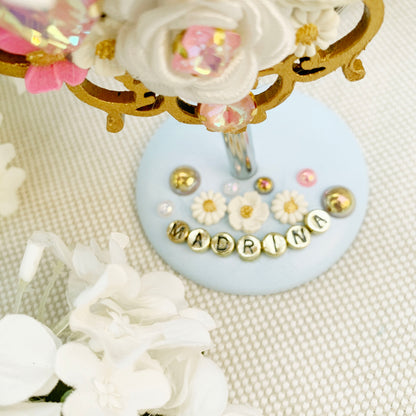 30%OFF Espejito de pie para para madrina decorado artesanalmente