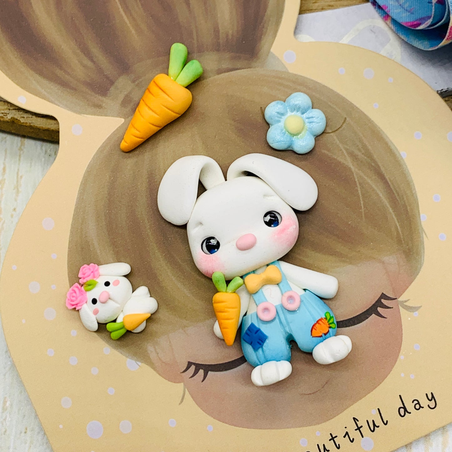 Set crea tu lazo/moño + porcelana temática Conejita Modelo 15