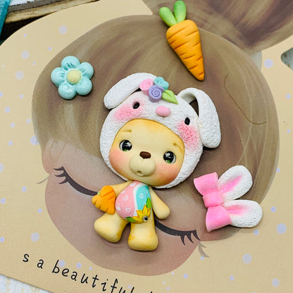 Set crea tu lazo/moño + porcelana temática Conejita Modelo 17