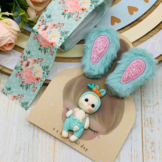 Set crea tu lazo/moño + porcelana temática Conejita Modelo 29