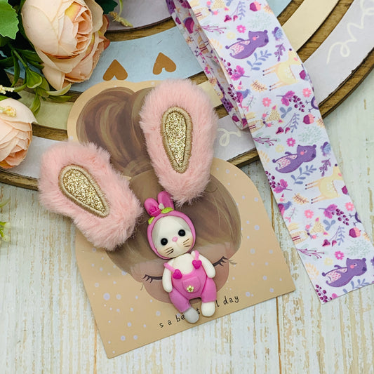 Set crea tu lazo/moño + porcelana temática Conejita Modelo 26