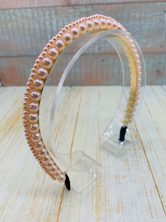 Diadema perlita color Champán claro