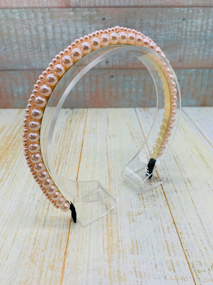 Diadema perlita color Champán claro