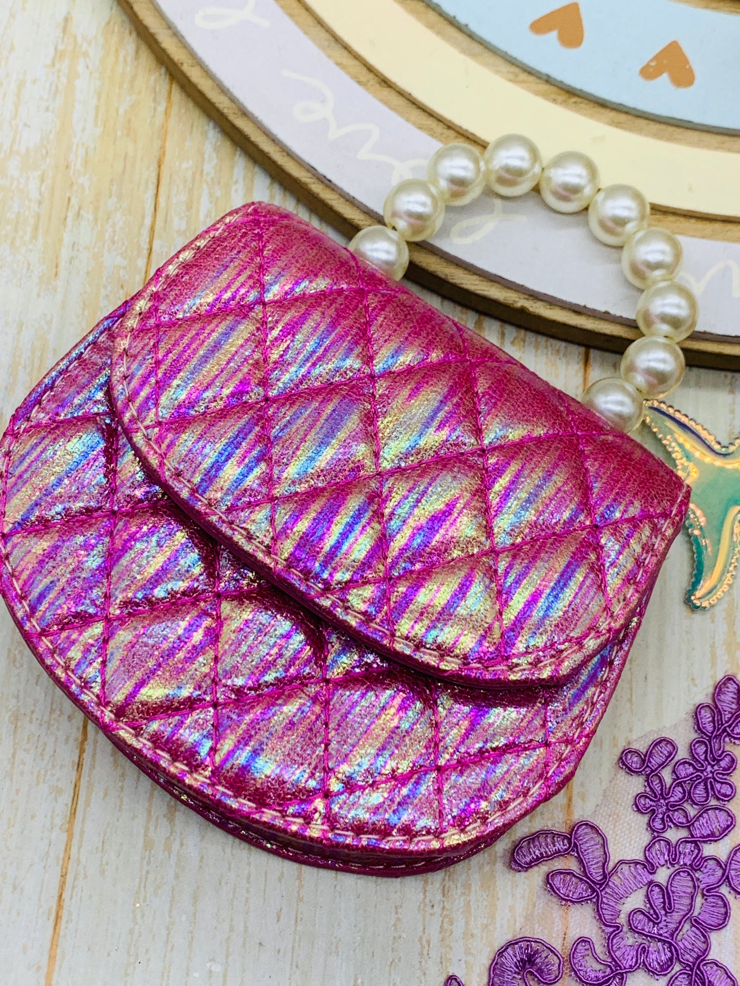 Bolso básico +porcelana + encaje lentejuelas Princesa Ariel