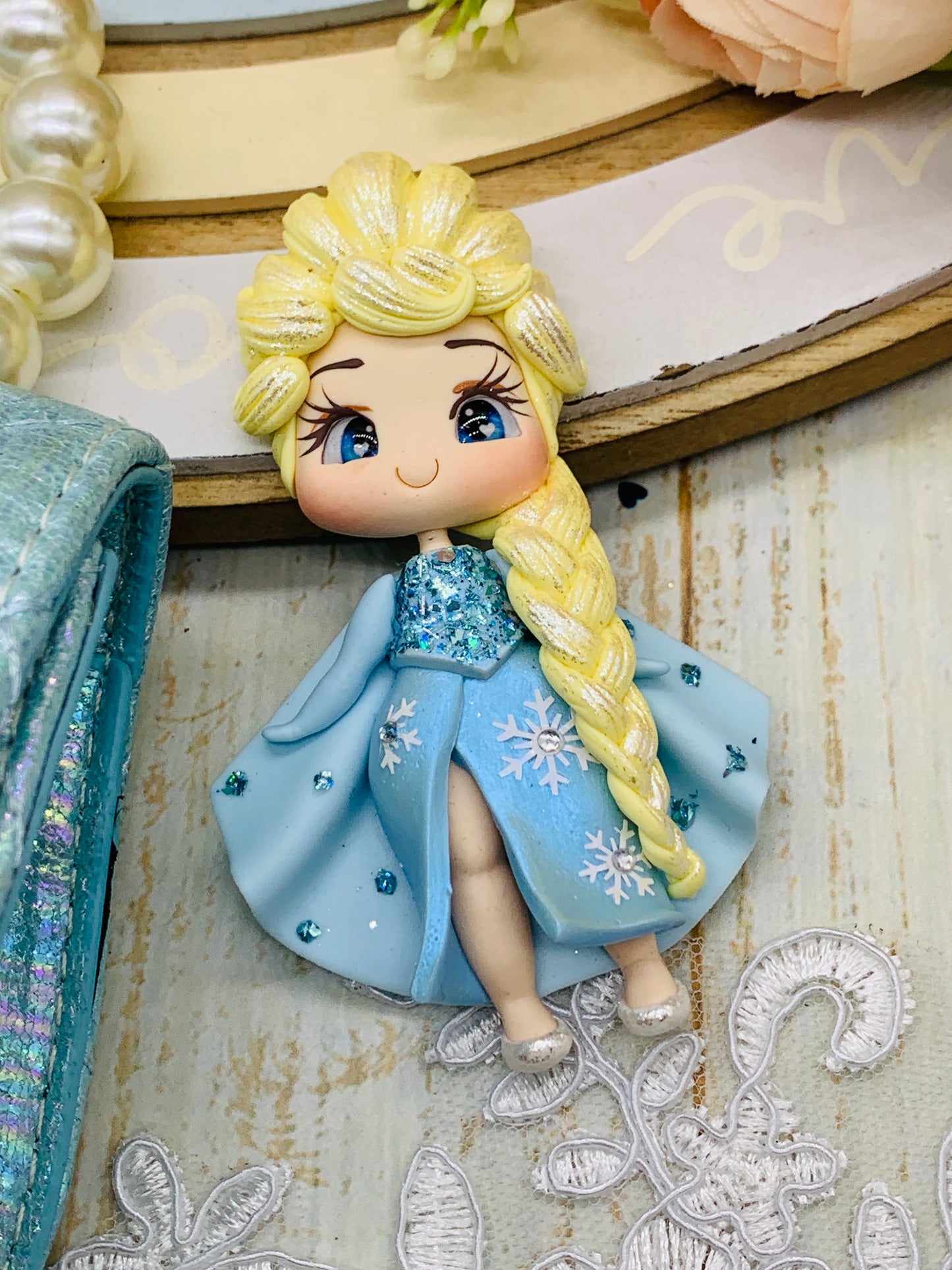 Bolso básico +porcelana + encaje lentejuelas Frozen