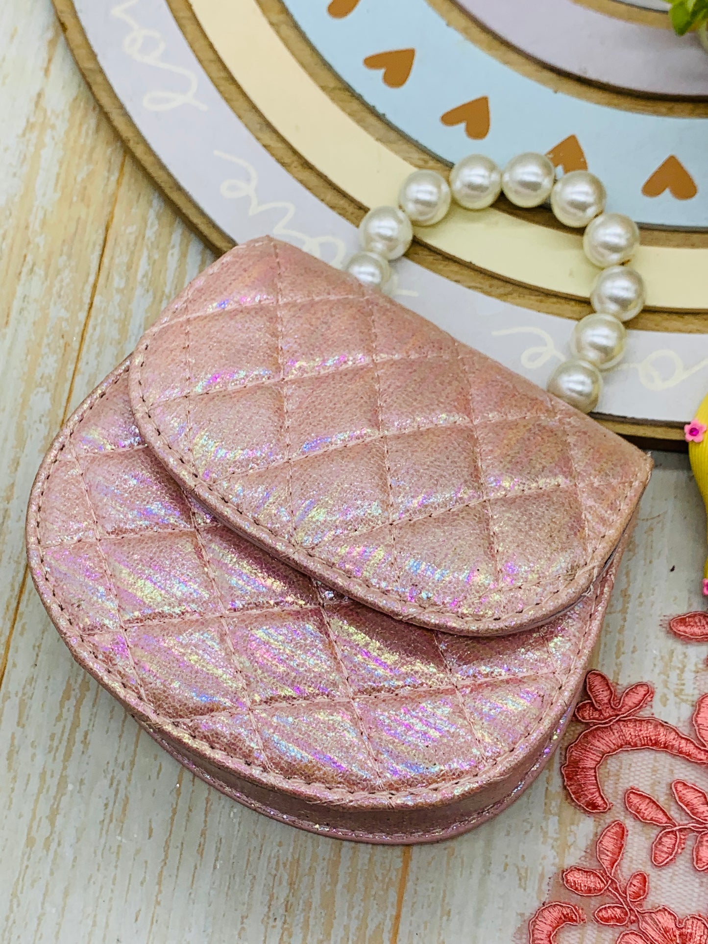 Bolso básico +porcelana + encaje lentejuelas Encanto