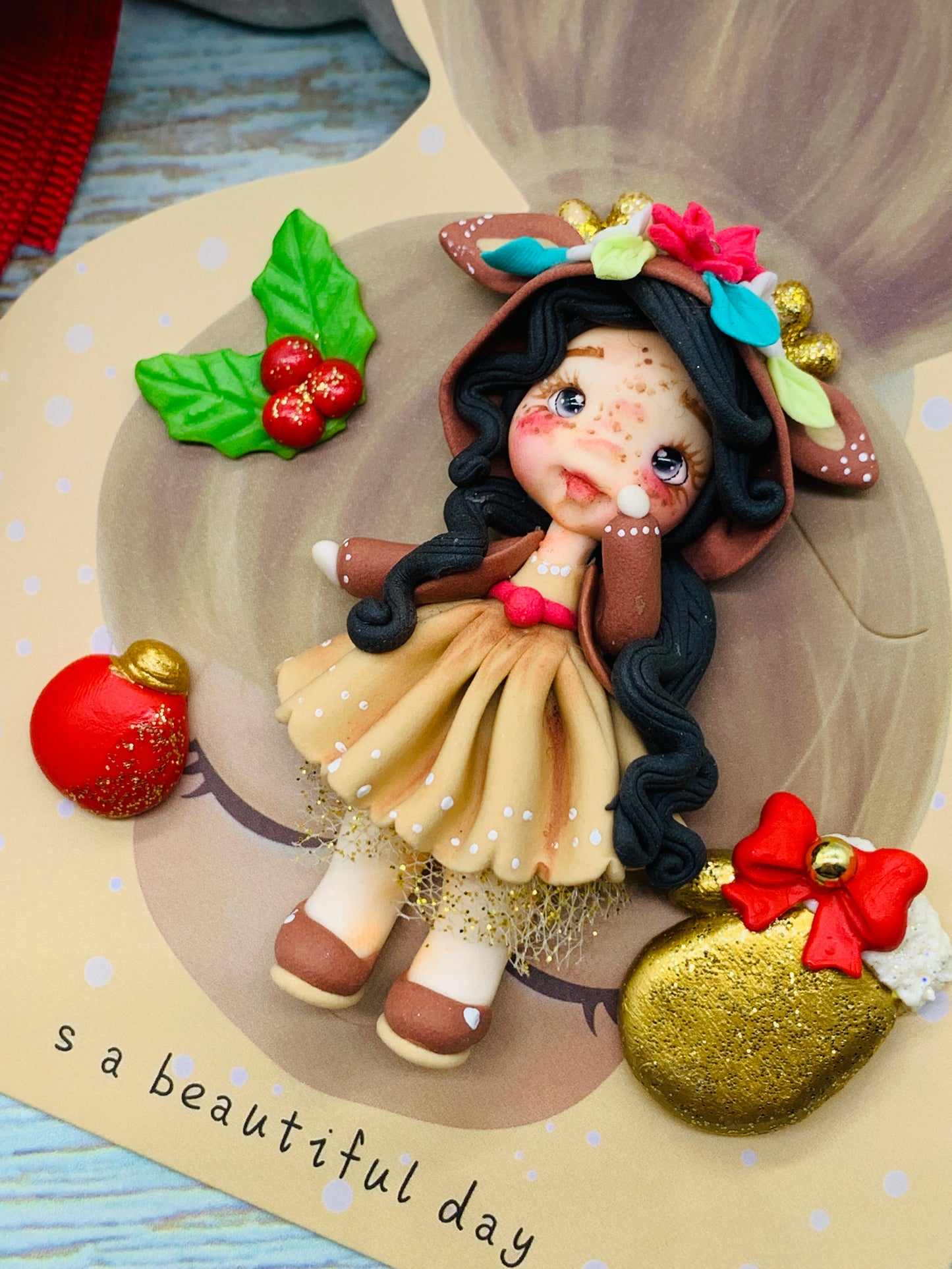 Set crea tu lazo/moño + porcelana temática Navidad Niñitas - MODELO 4.2