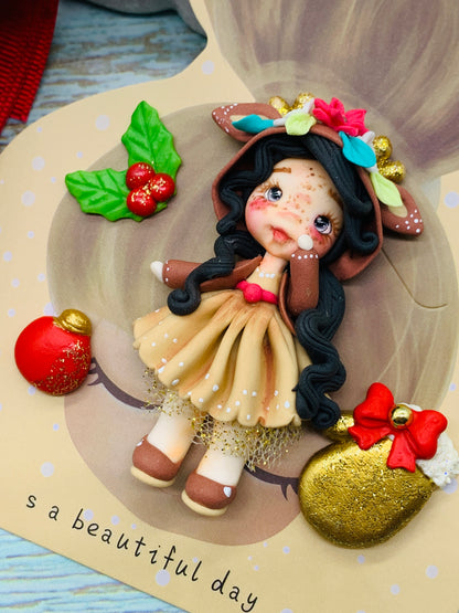 Set crea tu lazo/moño + porcelana temática Navidad Niñitas - MODELO 4.1