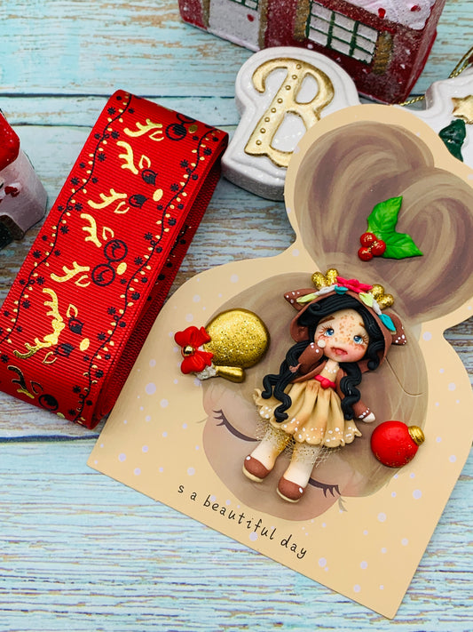 Set crea tu lazo/moño + porcelana temática Navidad Niñitas - MODELO 4.1