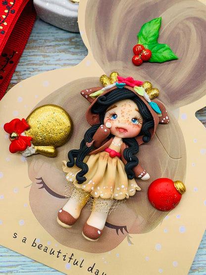 Set crea tu lazo/moño + porcelana temática Navidad Niñitas - MODELO 4.1