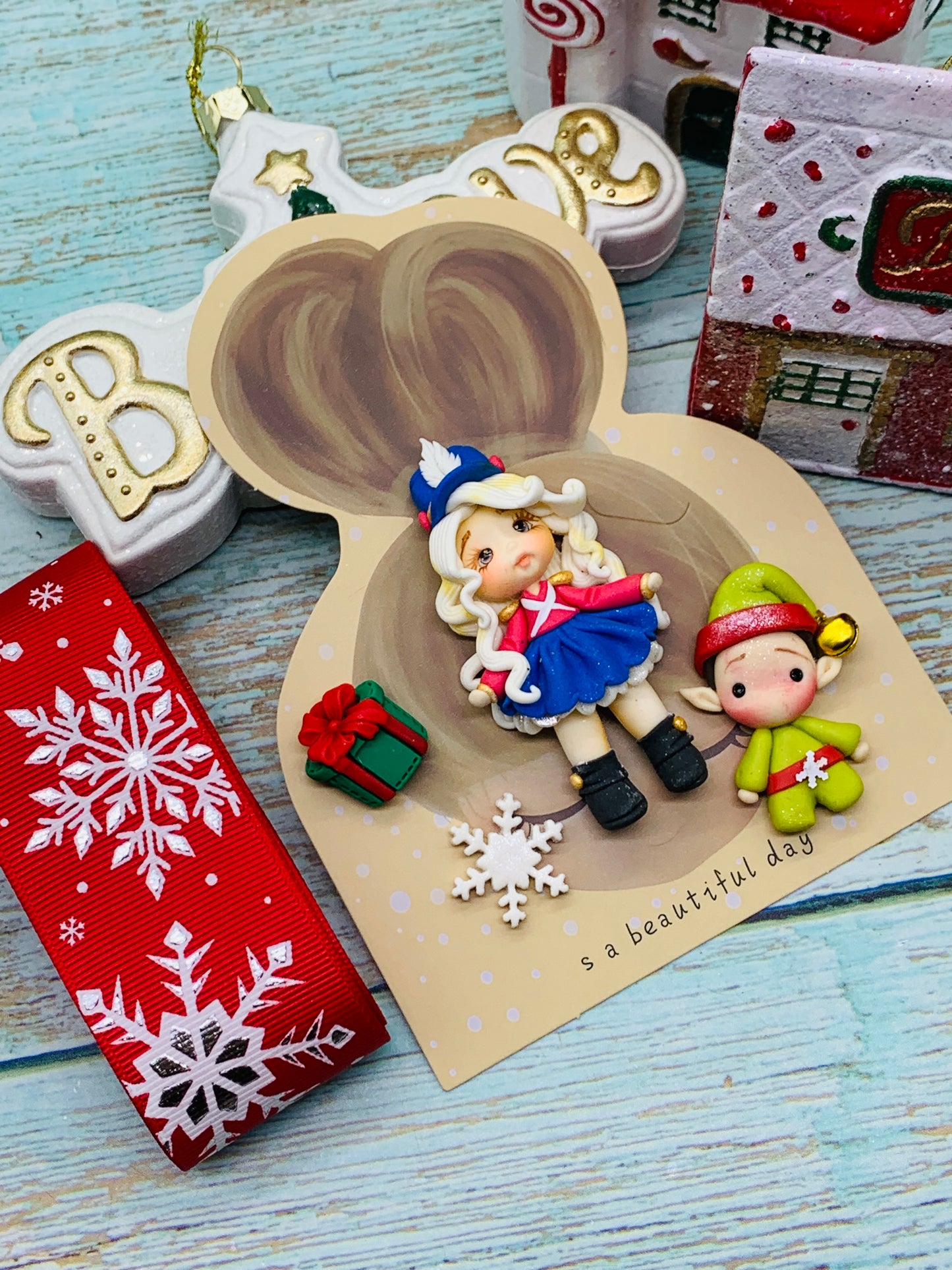 Set crea tu lazo/moño + porcelana temática Navidad Niñitas - MODELO 7.3