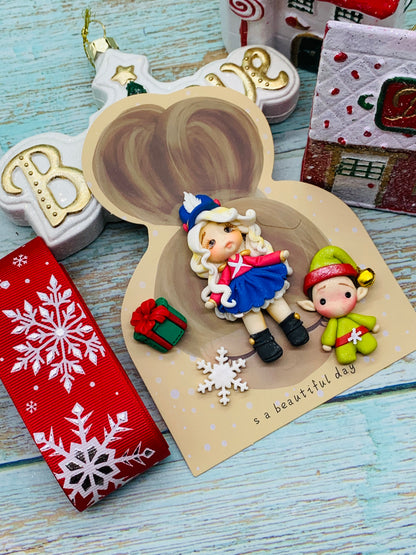 Set crea tu lazo/moño + porcelana temática Navidad Niñitas - MODELO 7.3