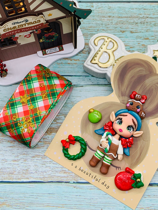 Set crea tu lazo/moño + porcelana temática Navidad DUENDES - MODELO 2