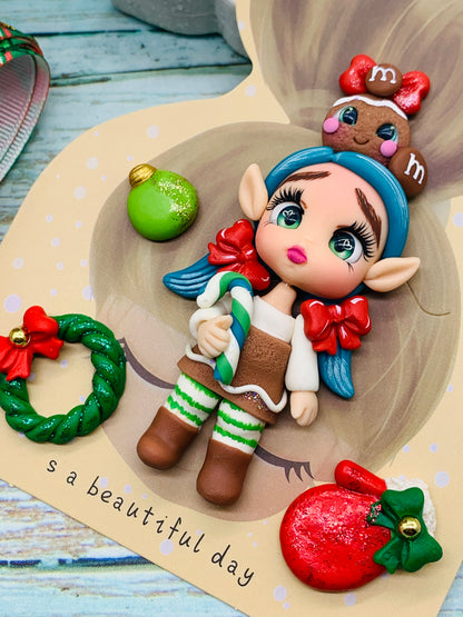 Set crea tu lazo/moño + porcelana temática Navidad DUENDES - MODELO 2