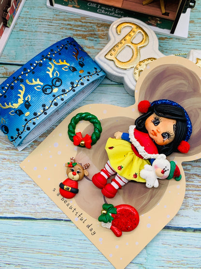 Set crea tu lazo/moño + porcelana temática Navidad PRINCESA Blanca Nieves - MODELO 7