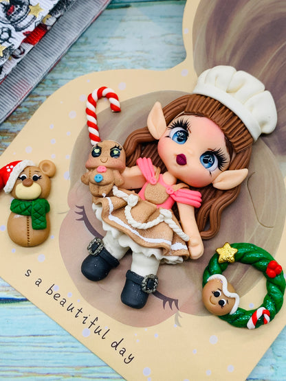 Set crea tu lazo/moño + porcelana temática Navidad DUENDES - MODELO 3