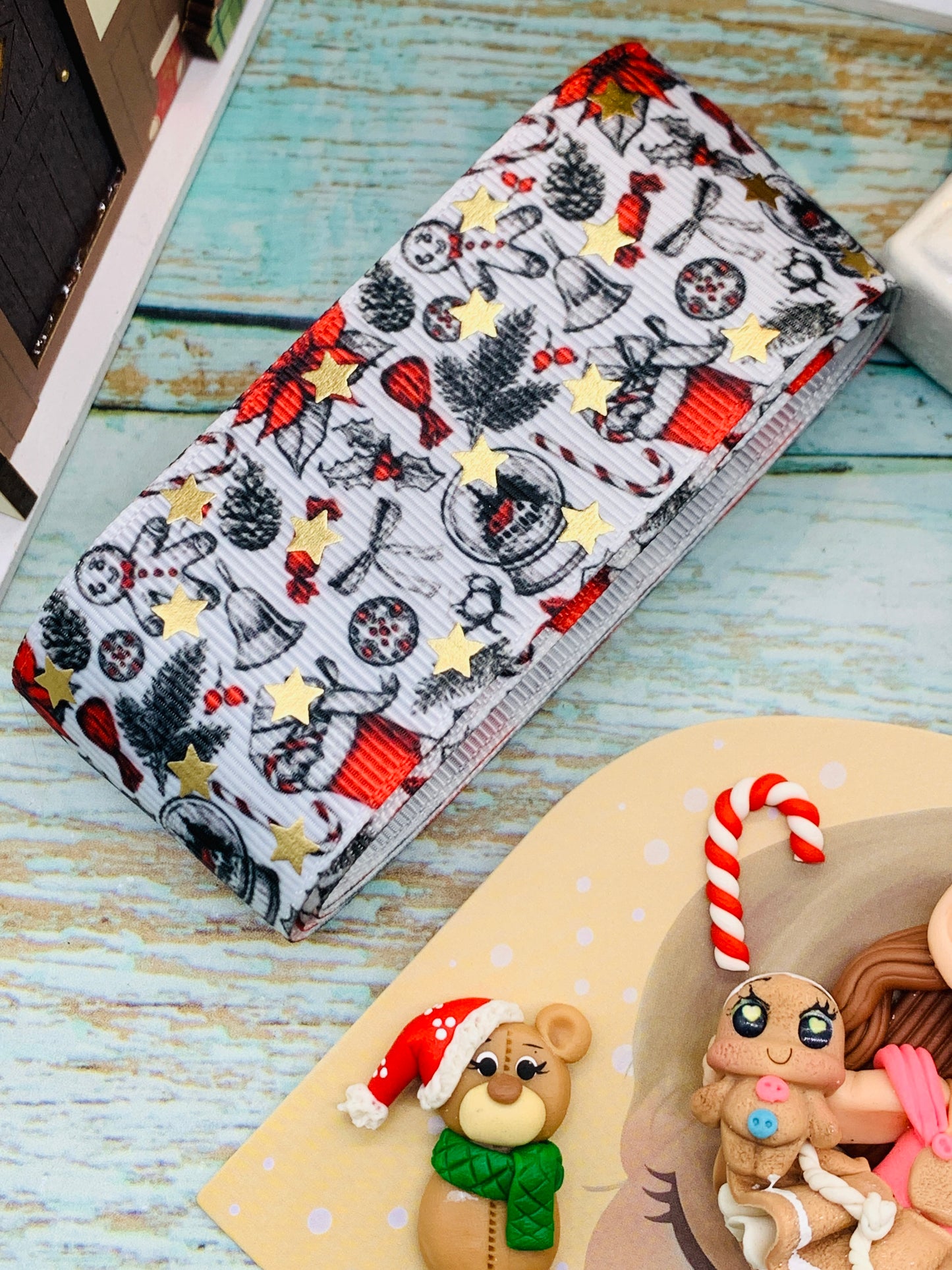 Set crea tu lazo/moño + porcelana temática Navidad DUENDES - MODELO 3