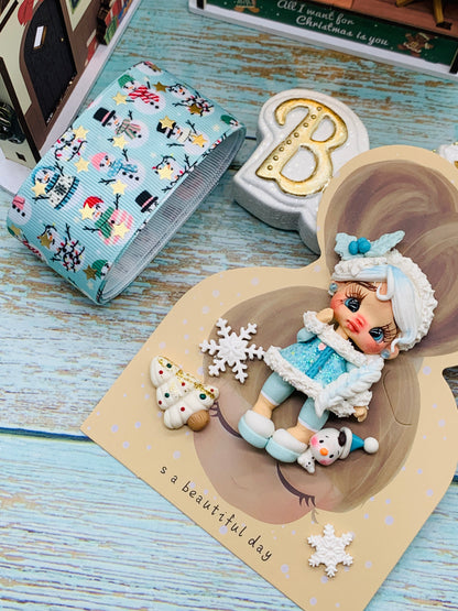 Set crea tu lazo/moño + porcelana temática Navidad PRINCESA Frozen - MODELO 7.1