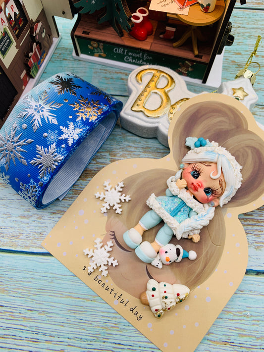 Set crea tu lazo/moño + porcelana temática Navidad PRINCESA Frozen - MODELO 7