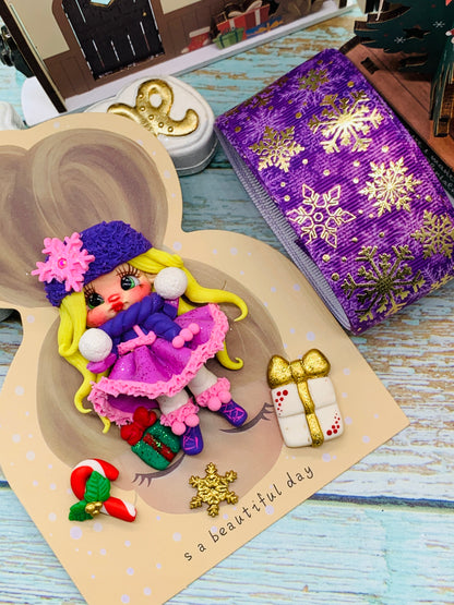 Set crea tu lazo/moño + porcelana temática Navidad PRINCESA - MODELO 6