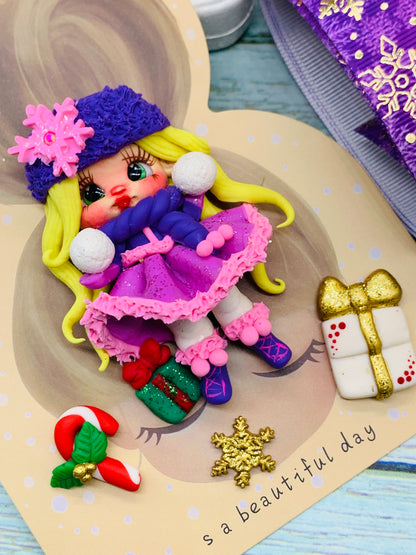 Set crea tu lazo/moño + porcelana temática Navidad PRINCESA - MODELO 6