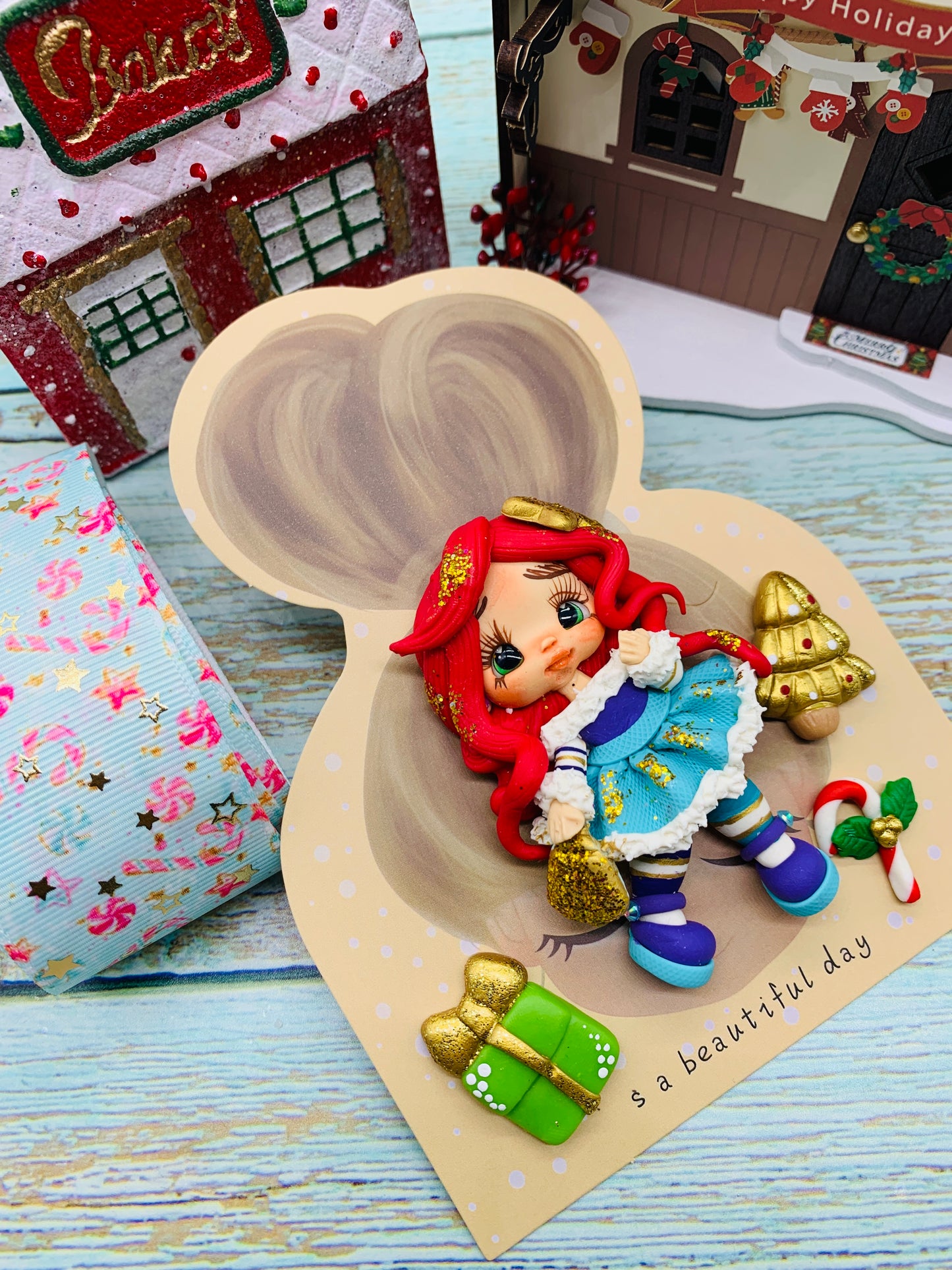 Set crea tu lazo/moño + porcelana temática Navidad PRINCESA - MODELO 5