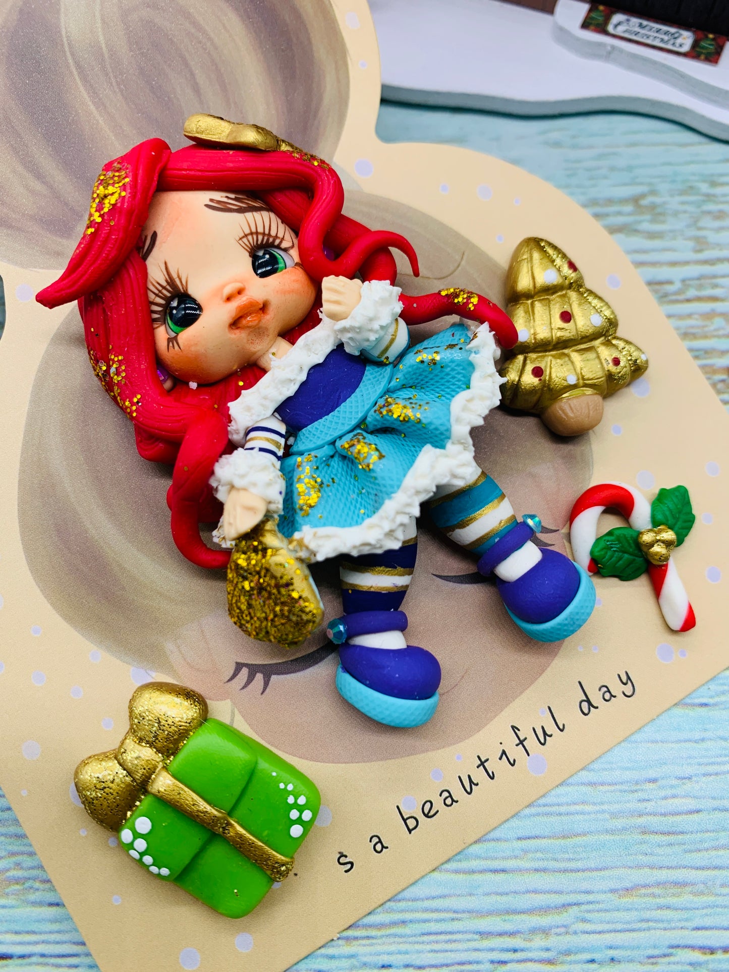 Set crea tu lazo/moño + porcelana temática Navidad PRINCESA - MODELO 5