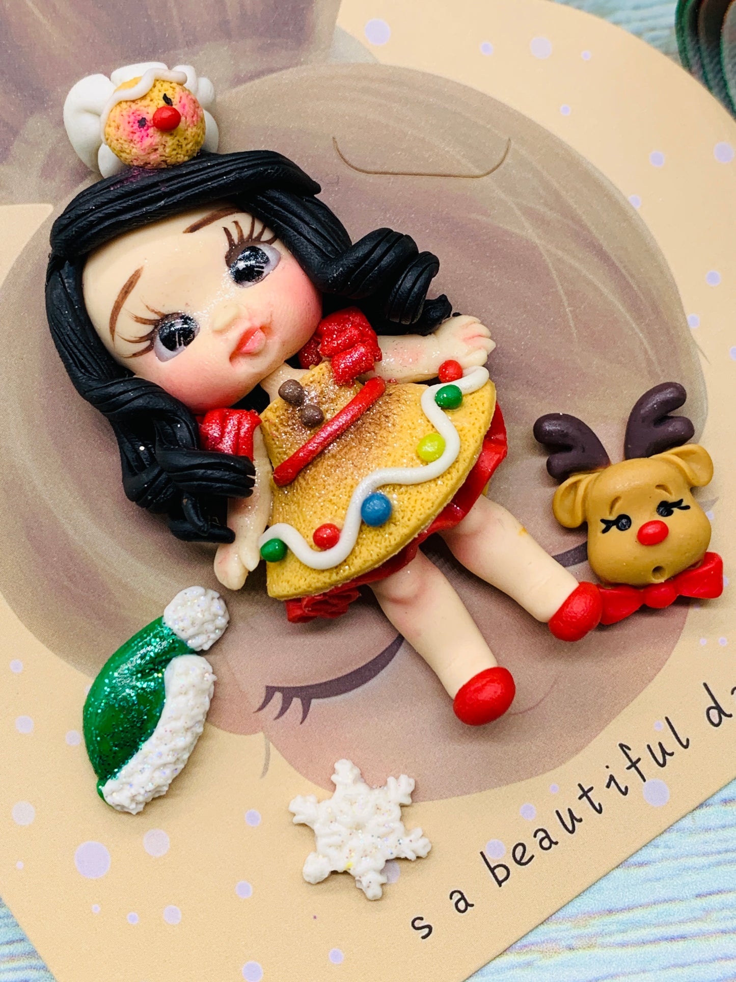 Set crea tu lazo/moño + porcelana temática Navidad Niñitas - MODELO 8