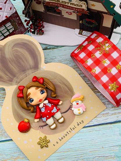 Set crea tu lazo/moño + porcelana temática Navidad Niñitas - MODELO 10