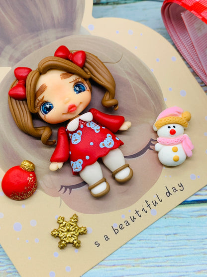 Set crea tu lazo/moño + porcelana temática Navidad Niñitas - MODELO 10
