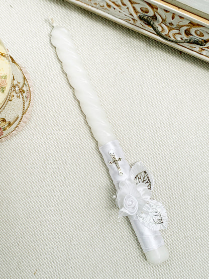 Candela torneada con mini y hojitas palteadas