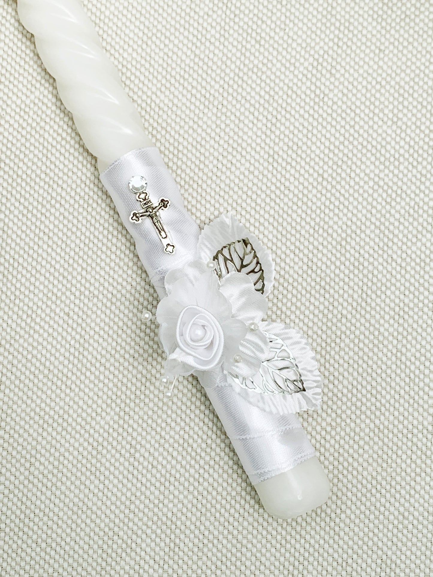 Candela torneada con mini y hojitas palteadas