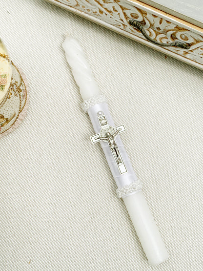 Candela torneada con detalles plateados °