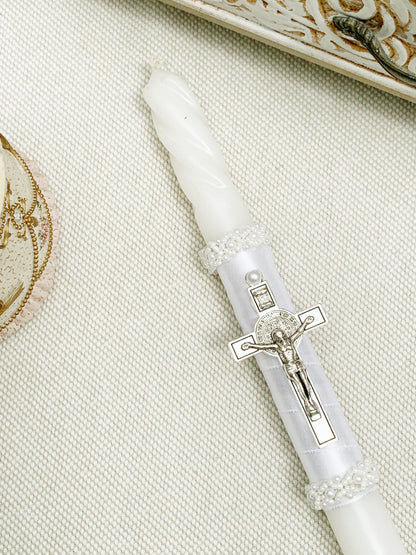 Candela torneada con detalles plateados °