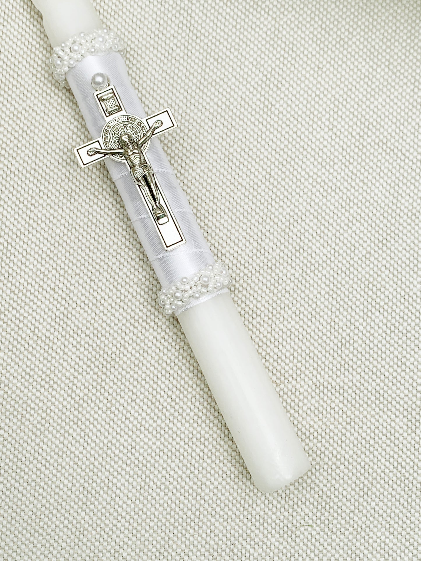 Candela torneada con detalles plateados °