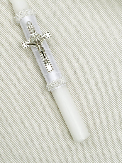 Candela torneada con detalles plateados °