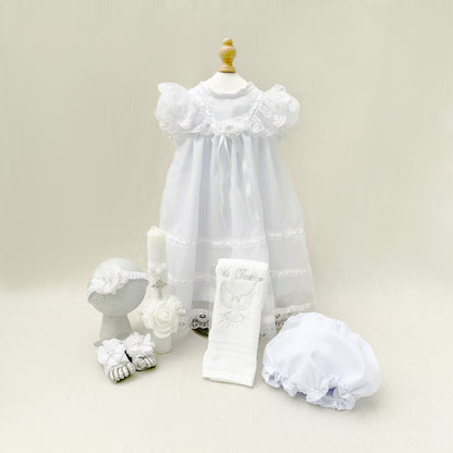 30%OFF Conjunto bautismal ajuar + accesorios (6 piezas)