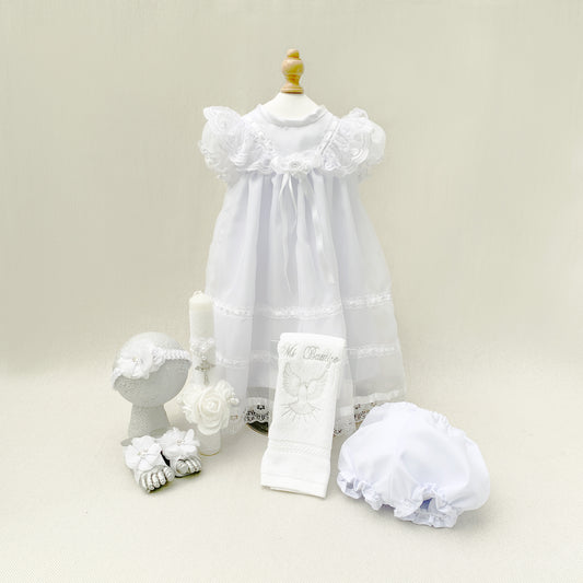 30%OFF Conjunto bautismal ajuar + accesorios (6 piezas)