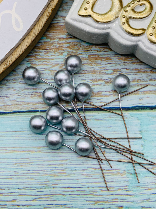 Paquete Pistilos Bolitas plateado ( 12 und)