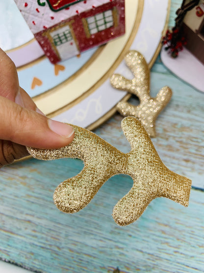 Par Cuernitos Reno dorado ( 8cm) MOD09