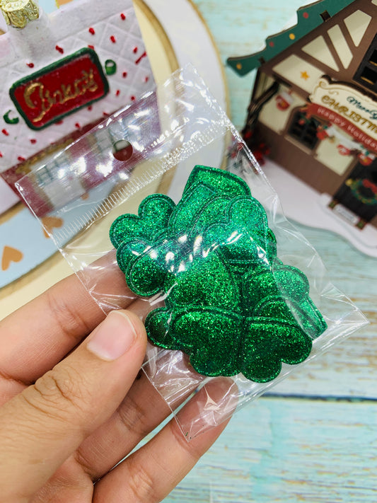 Paquete corazones verdes escarchadas ( 25 und) 2.5cm
