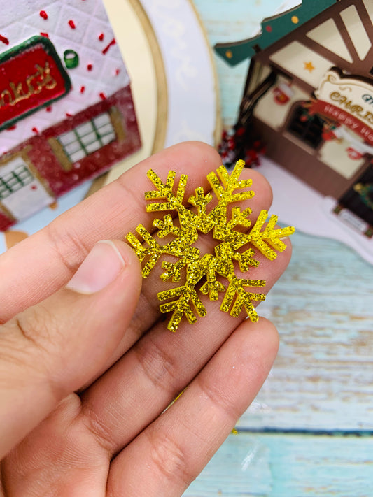 Paquete Copo de Nieve dorado ( 3 und) 4cm