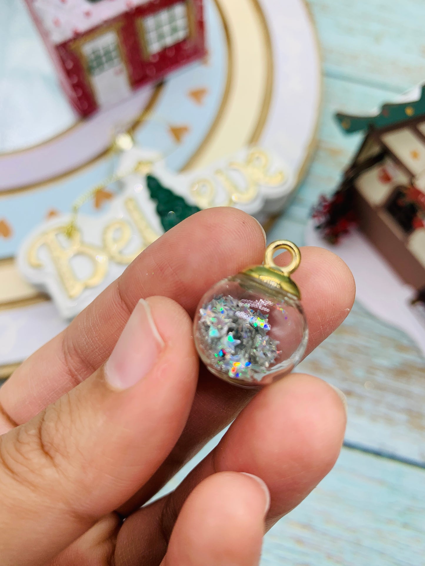 Bolita shaker estrellitas plateada (paquete 4 unidades)