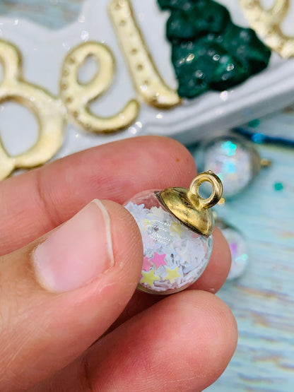 Bolita shaker estrellitas blancas tornasol (paquete 4 unidades)