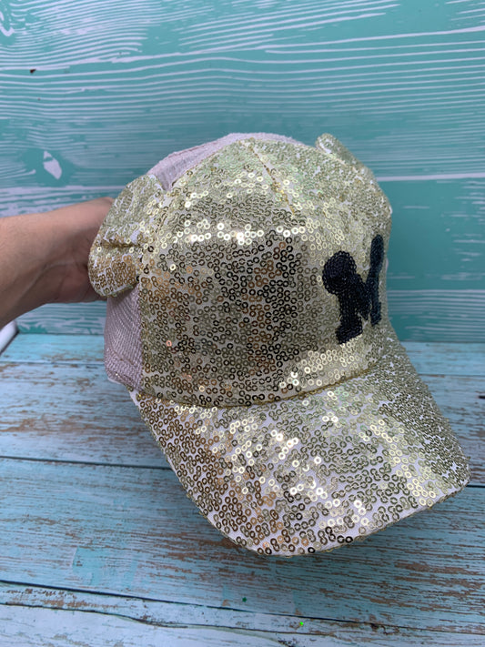 Gorra dorada de mini con lentejuelas tamaño niño MOD06