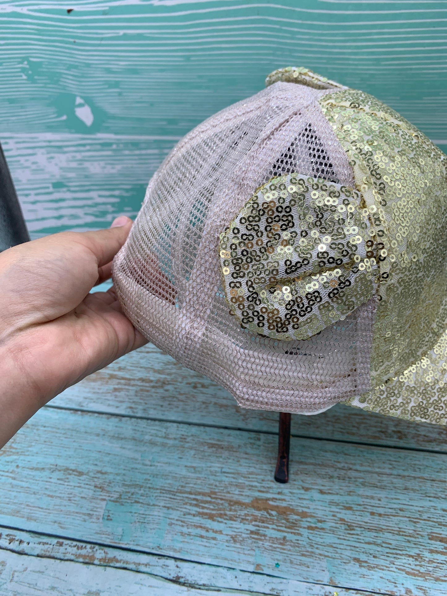 Gorra dorada de mini con lentejuelas tamaño niño MOD06