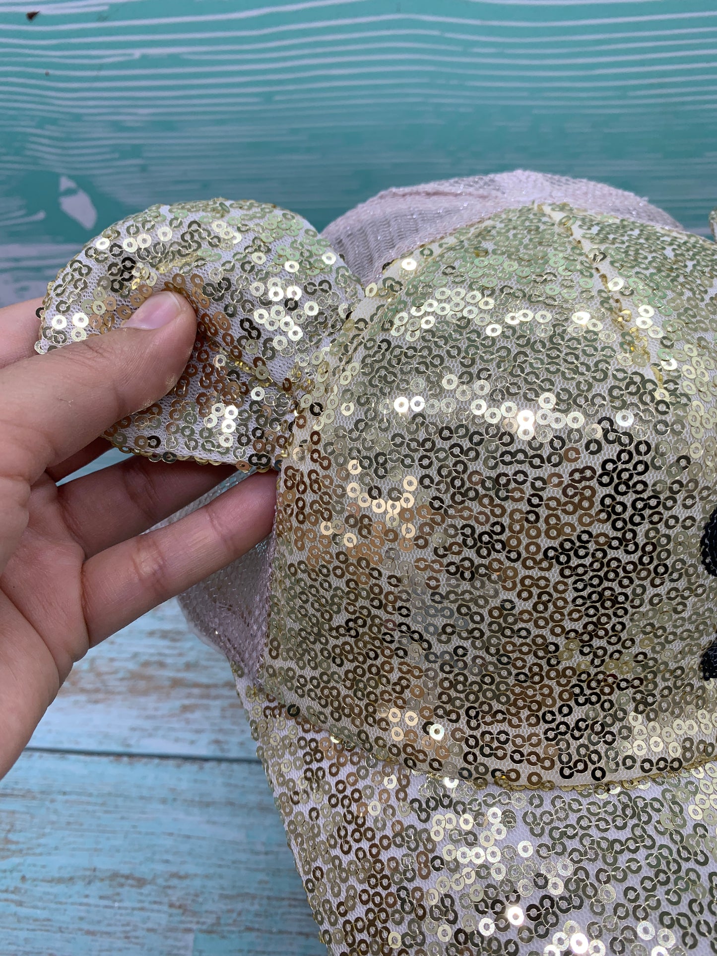 Gorra dorada de mini con lentejuelas tamaño niño MOD06