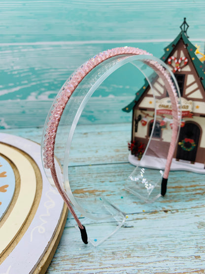 Diadema perlita color rosada pedreria