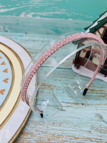 Diadema perlita color rosada pedreria